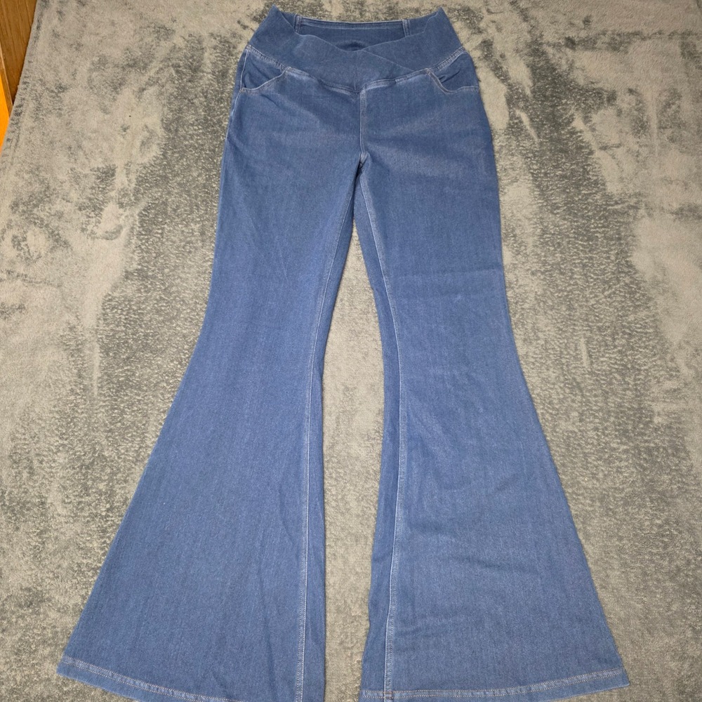 Halara Pants Womens M Flare High Rise Medium Wash New Boho Comfort